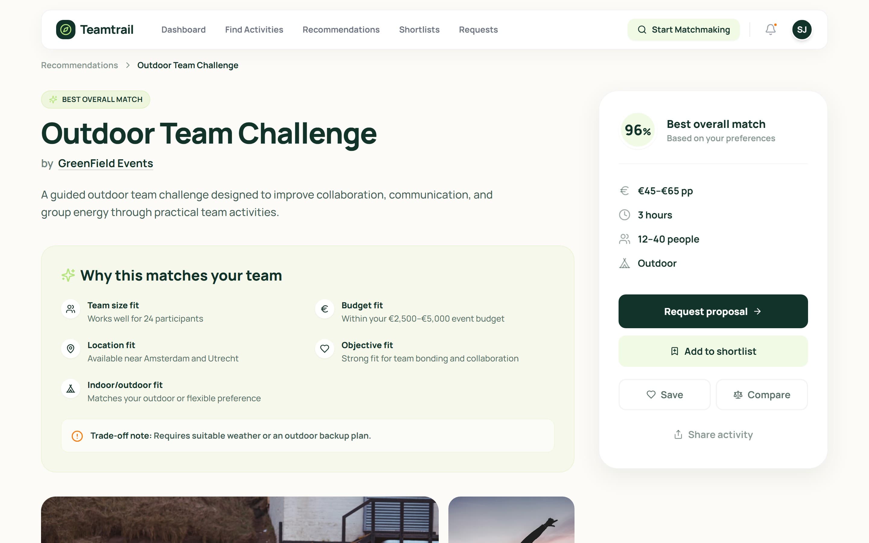 Why this matches your team, with five fit checks and a trade-off note
