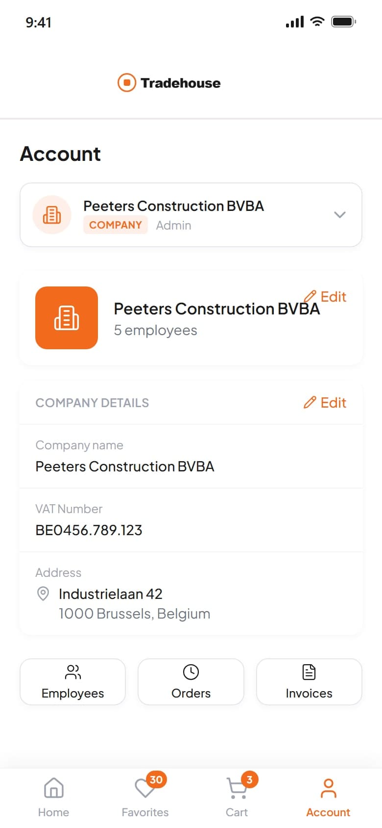 Company profile on mobile
